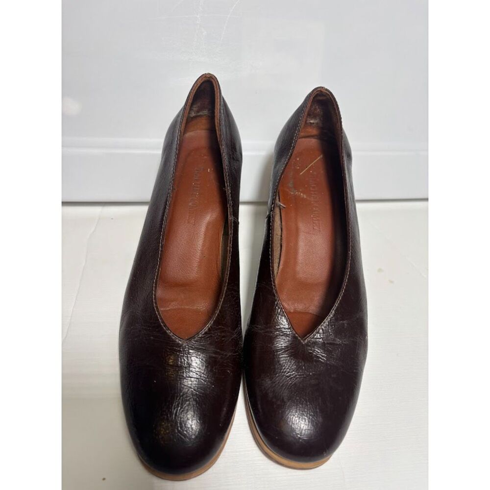 Rachel Comey Falk Pump Block Heel Leather Size 6 Oxblood Dark Brown Minimalist - Picture 3 of 5